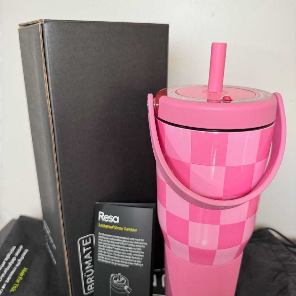 BrüMate RESA 35oz Straw Tumbler – Limited Edition Pink Checkered - Picture 3 of 3